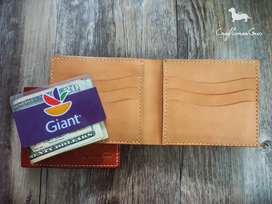 Leather Short Bifold Wallet Pattern Euro Bills