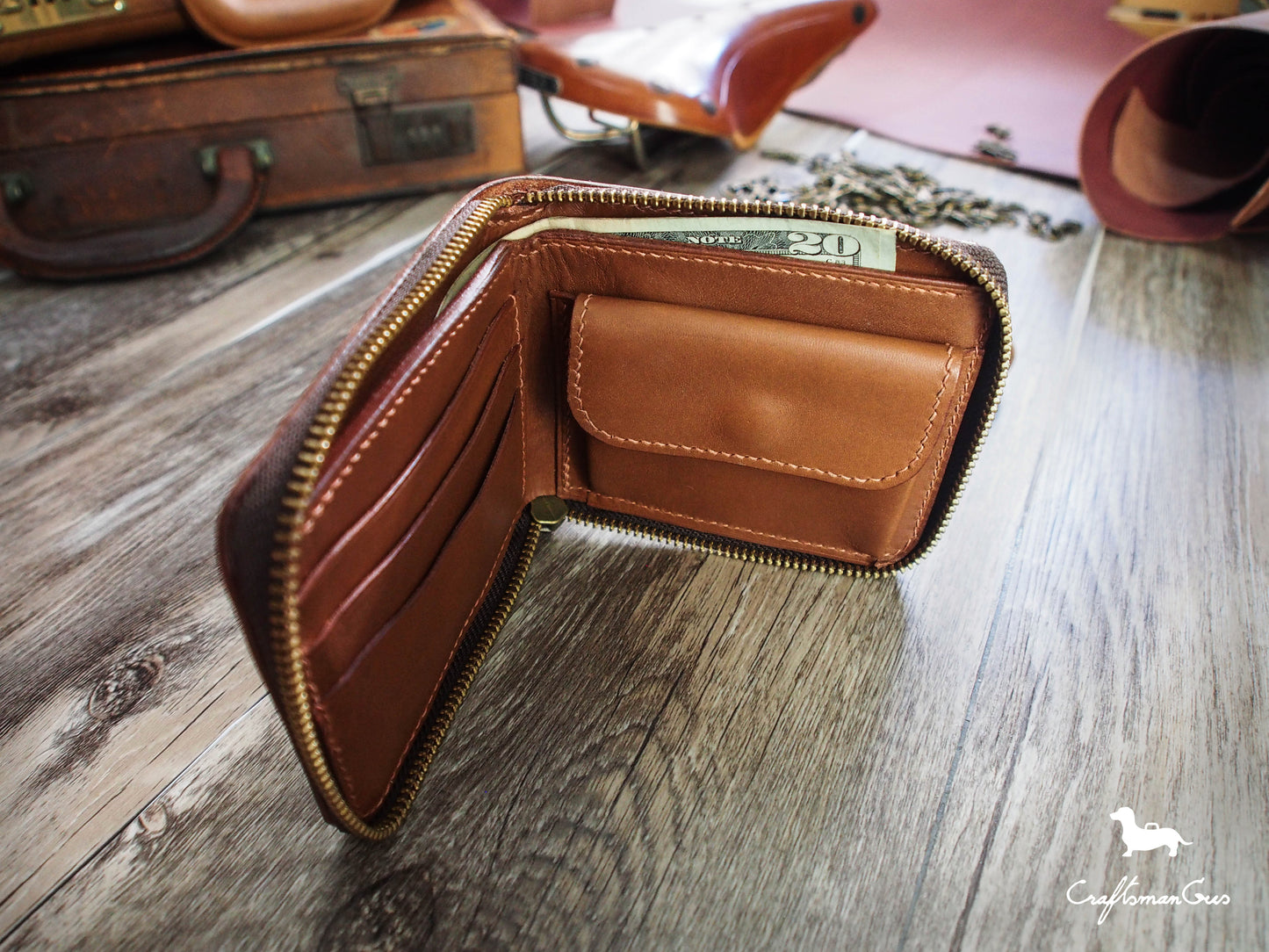 Leather Short Zipper Wallet Pattern