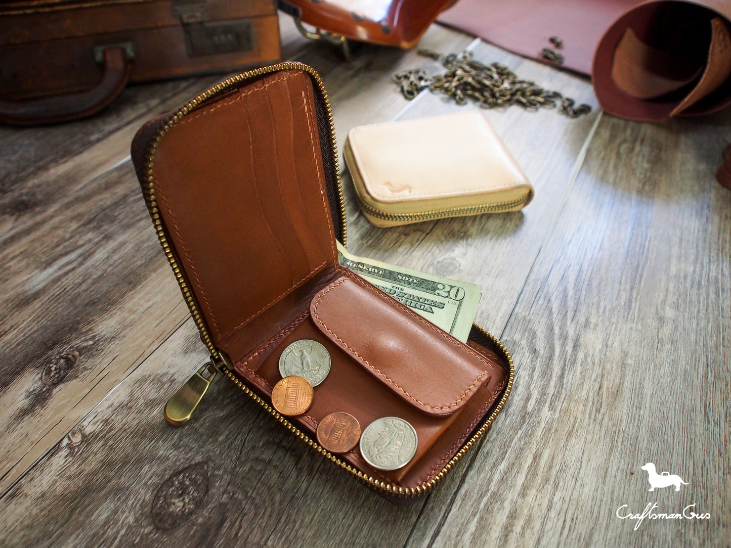Leather Short Zipper Wallet Pattern