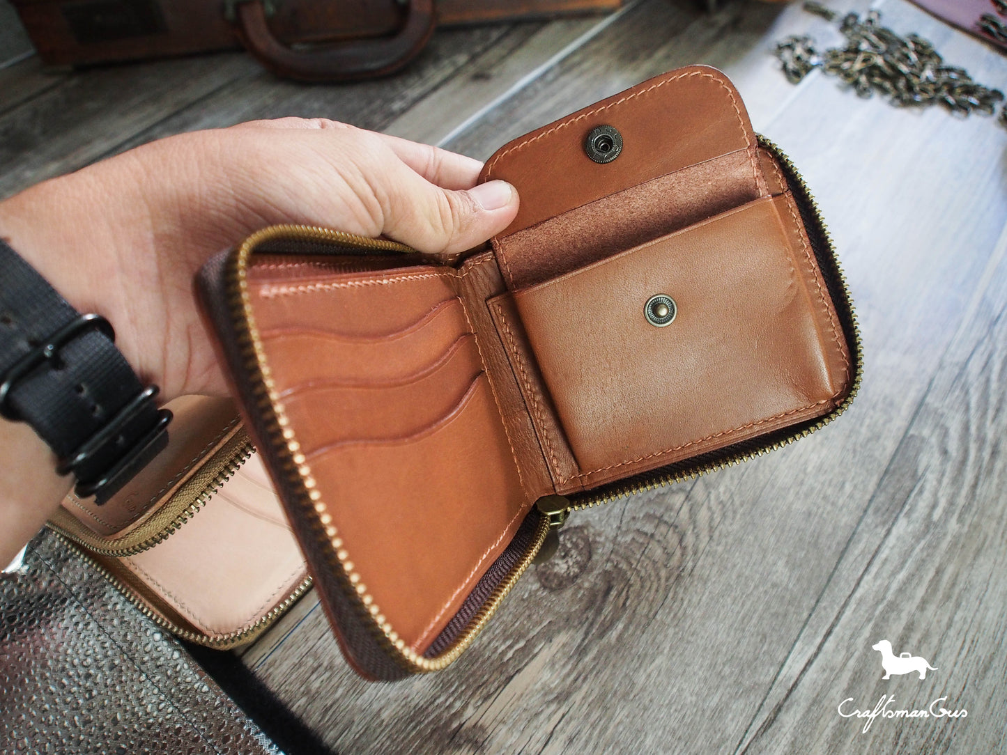 Leather Short Zipper Wallet Pattern