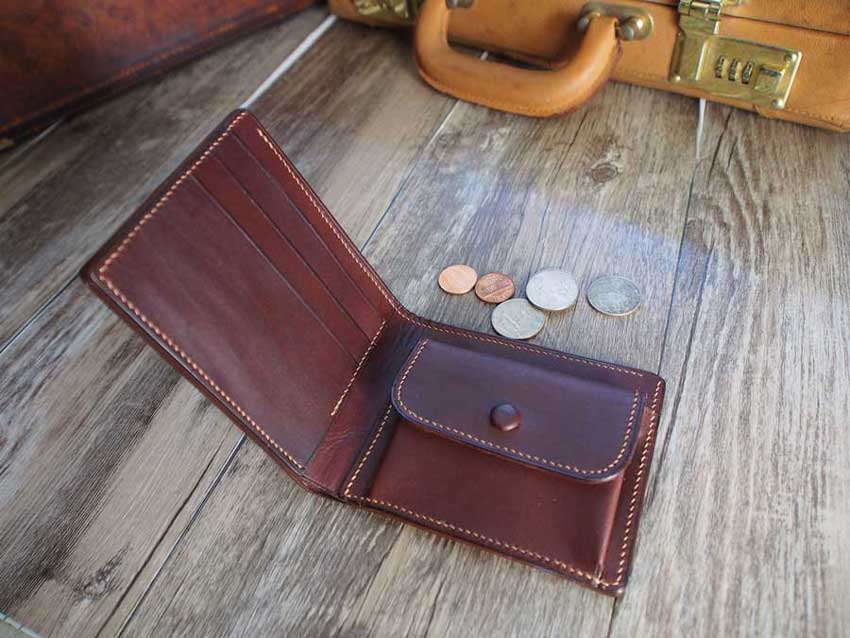 Leather Short Bifold Wallet Pattern US Bills