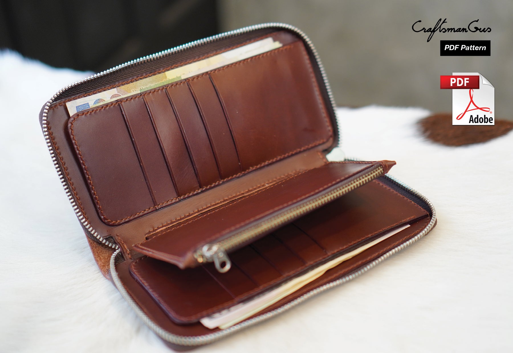 Long Zipper Wallet Pattern – Leather Bag Pattern
